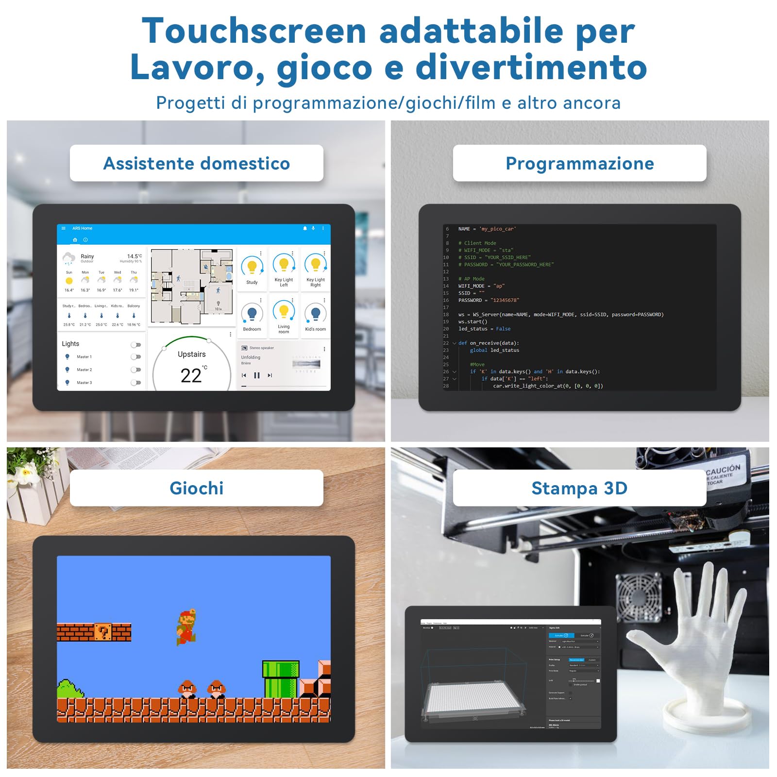 SUNFOUNDER Ultimo 10 Pollici DIY Touch Screen all-in-One Solution per Raspberry Pi 5, IPS HD 1280x800 LCD, Built-in 5.1V/5A Output, HDMI, 10 Punti, Nessun Driver, Altoparlanti, per RPi 5/4/3/Zero 2W