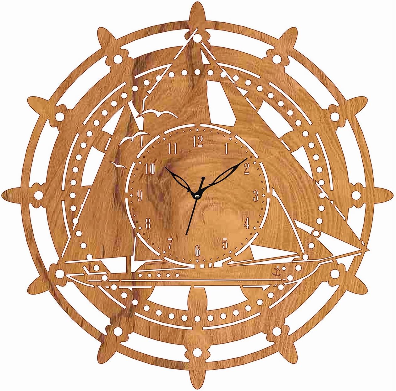 ADK Wall Clock, MDF Wood Modern Clock, Trendy Silent Non-Ticking Battery Operated Wall Clocks for Living Room/Home/Kitchen/Bedroom/Office/School Decor DN-34 (Brown)