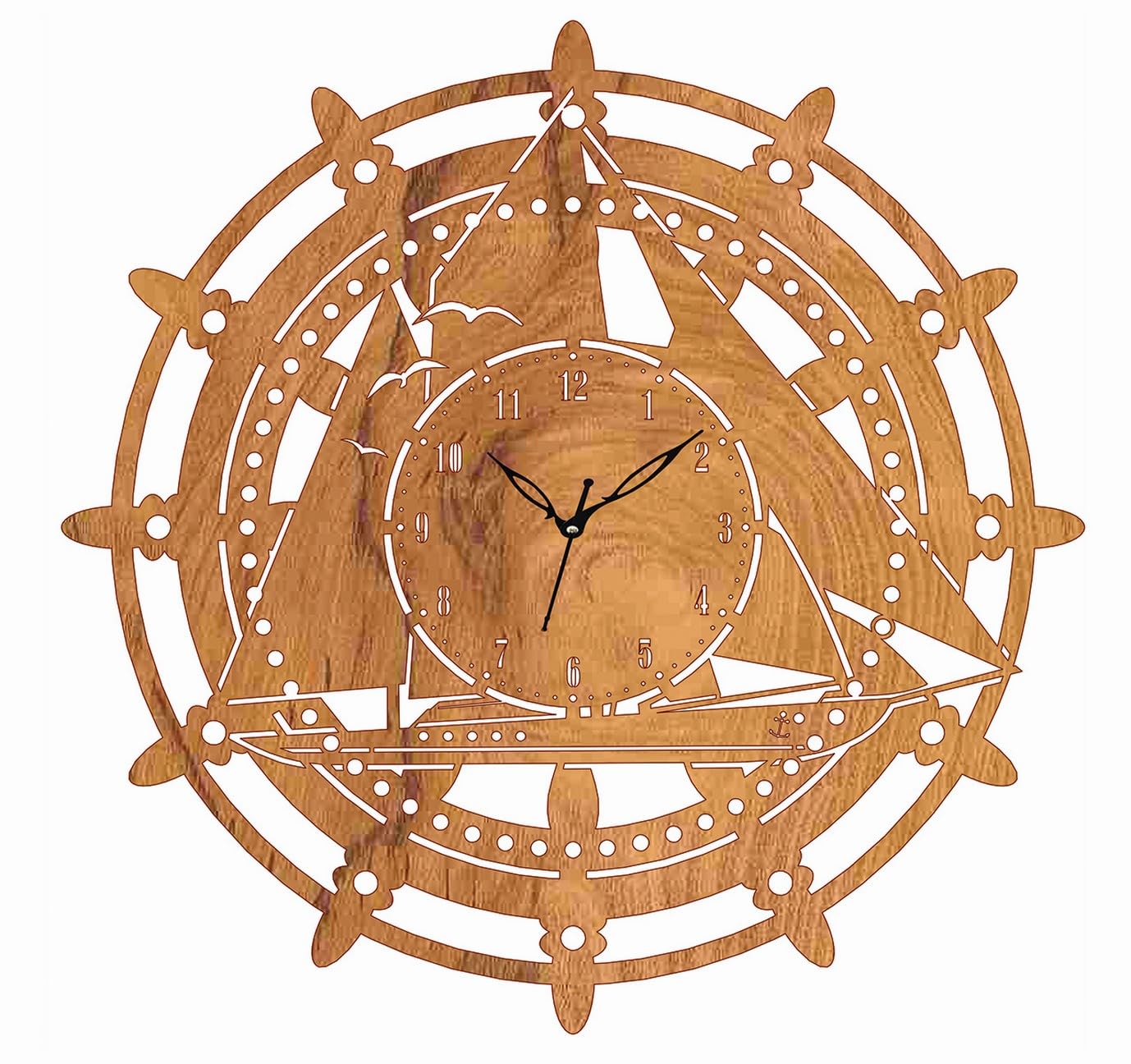 ADK Wall Clock, MDF Wood Modern Clock, Trendy Silent Non-Ticking Battery Operated Wall Clocks for Living Room/Home/Kitchen/Bedroom/Office/School Decor DN-34 (Brown)