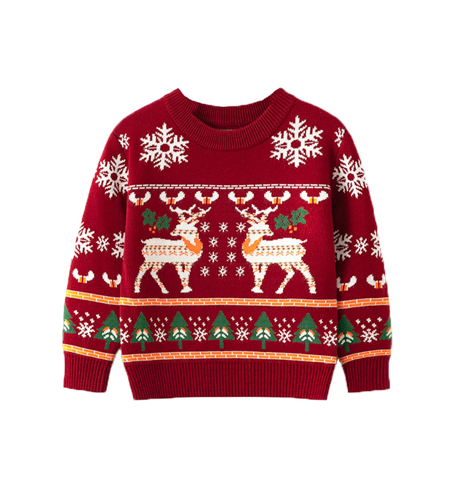 HILEELANG Toddler Boy Girl Christmas Sweater Pullover Reindeer Elk Snowman Sweatshirts Tops