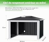 SUPEER Small Metal Tool Shed, 0.72 m², Height 62 cm x Length 88 cm x Width 84 cm, Garden Shed, Room for Pets (Black) - 2