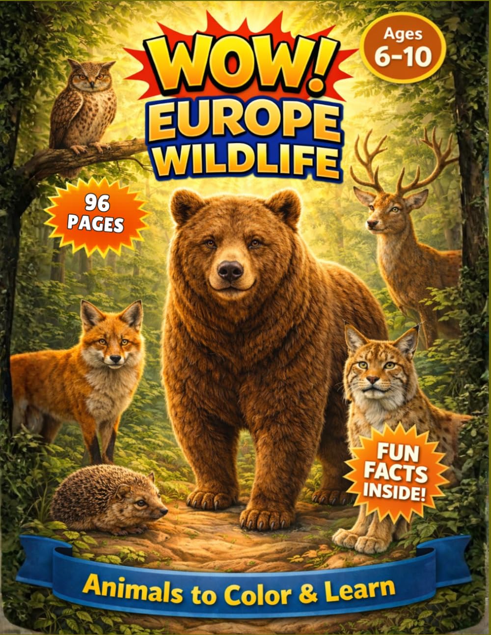 WOW! Europe Wildlife: Animals to Color & Learn with Fun Facts and Quiz | Educational Activity Book for Kids Ages 6–10 (WOW! Color • Learn • Explore)