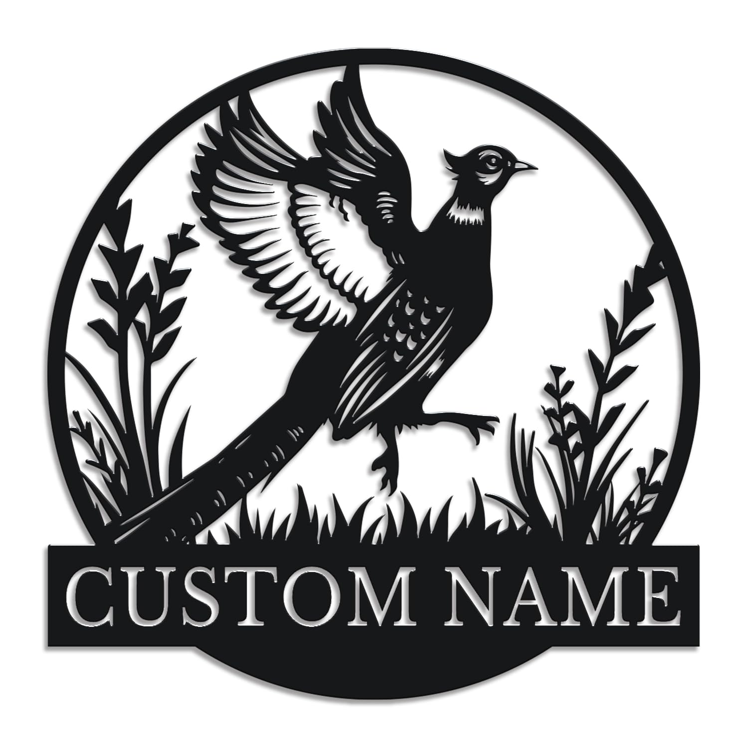 Herbraa Style-2 Personalized Pheasant Metal Sign, Custom Name Hunting Wall Art, Game Bird Lodge Decor, Wildlife Gift For Dad, Rustic Cabin Plaque, Outdoor Theme Room Accent (Style-2)