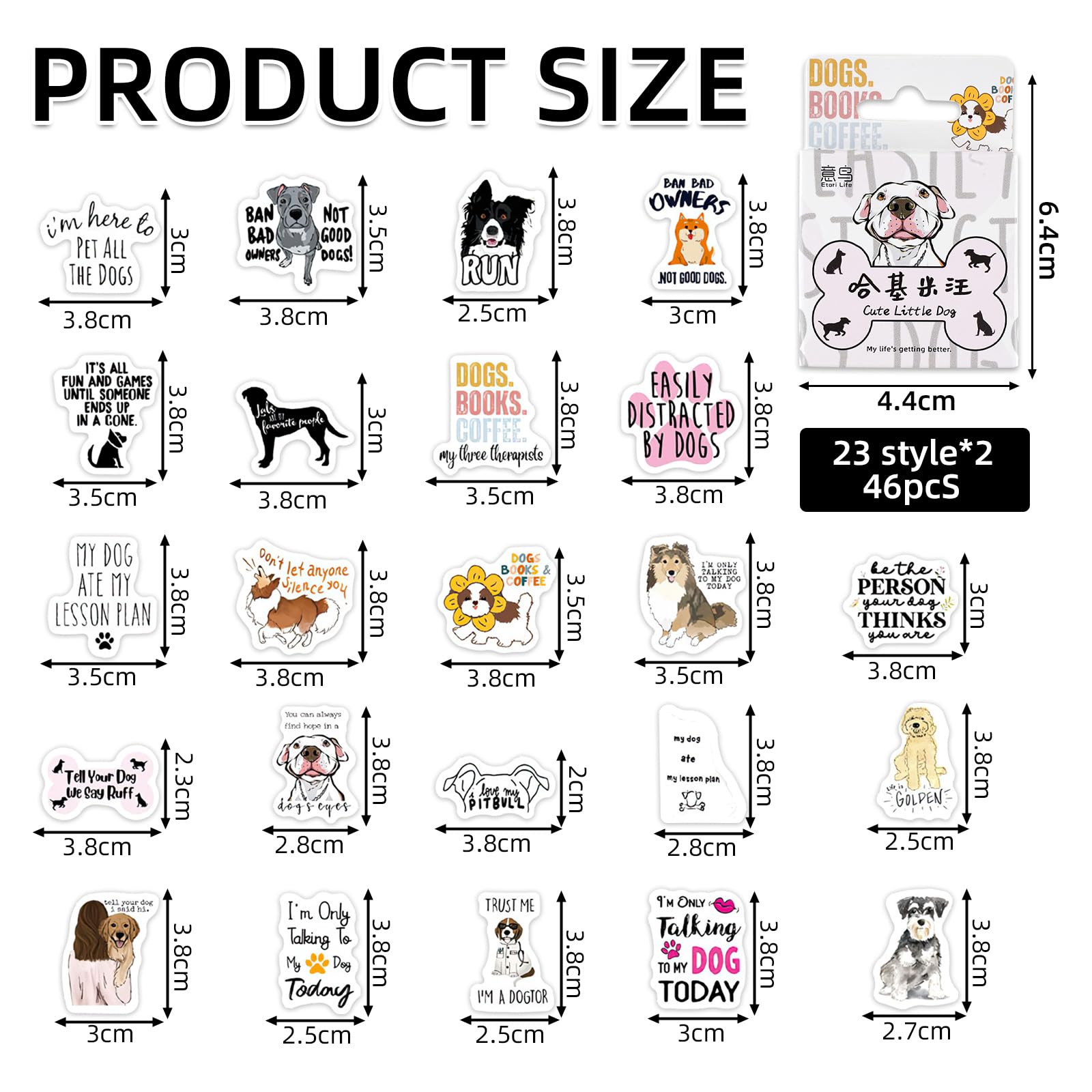 46PCS Cute Dog Stickers,Kawaii Dog Stickers,DIY Decoration Stickers Set for Travel Case Laptop, Planners, Calendars - Image 2