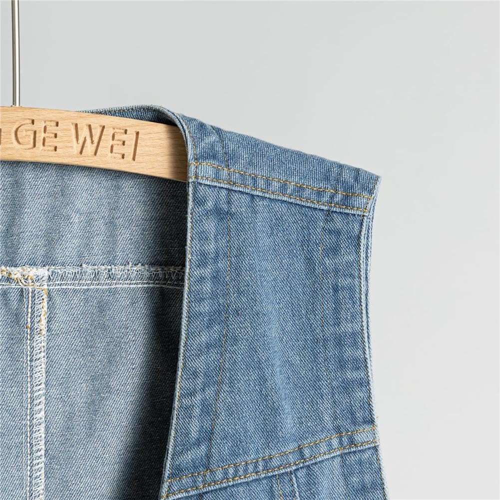 Mens Denim Vests Sleeveless Western Cowboy Retro Button Down Jean Vest Jackets - Image 5