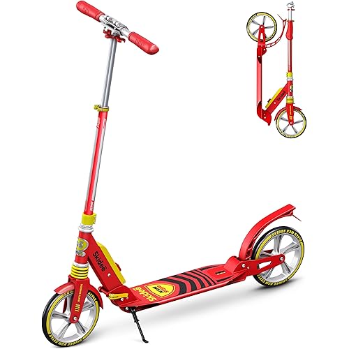 Scooter for Kids Ages 6-12 - Scooters for Teens 12 Years and Up - Adult Scooter with Anti-Shock Suspension - Scooter for Kids 8 Years and Up with 4 Adjustment Levels Handlebar Up to 41 Inches High