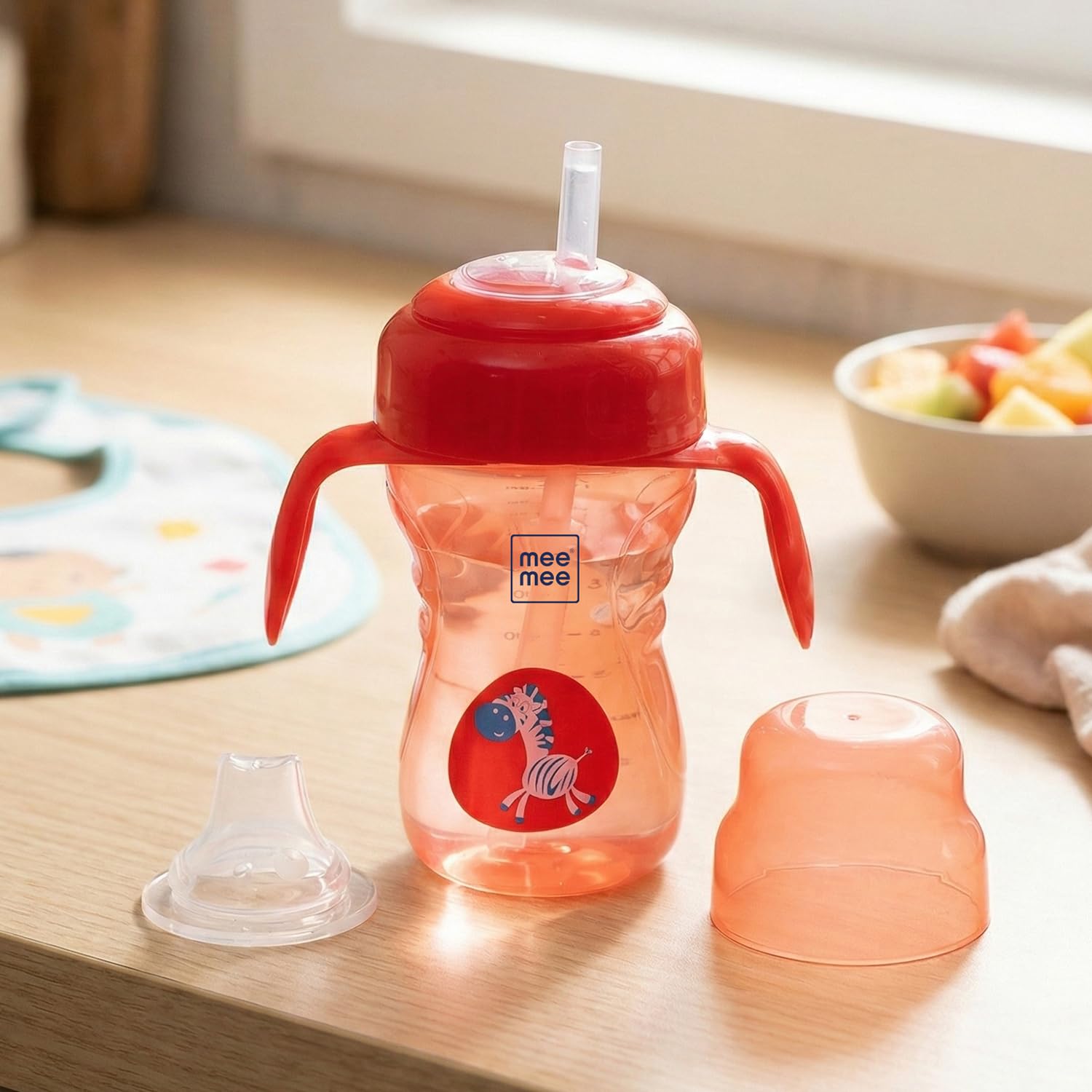Mee Mee Baby Trainer Sippy Cup | Soft Spout, Leakproof Sipper for Toddlers | Dual Handle for Easy Grip | Non -Toxic, Lightweight & BPA Free, Red (240 Ml)