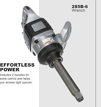 Ingersoll Rand 285B-6 1-Inch Cordless Pneumatic Impact Wrench with 6-Inch Extended Anvil and 2 Handles