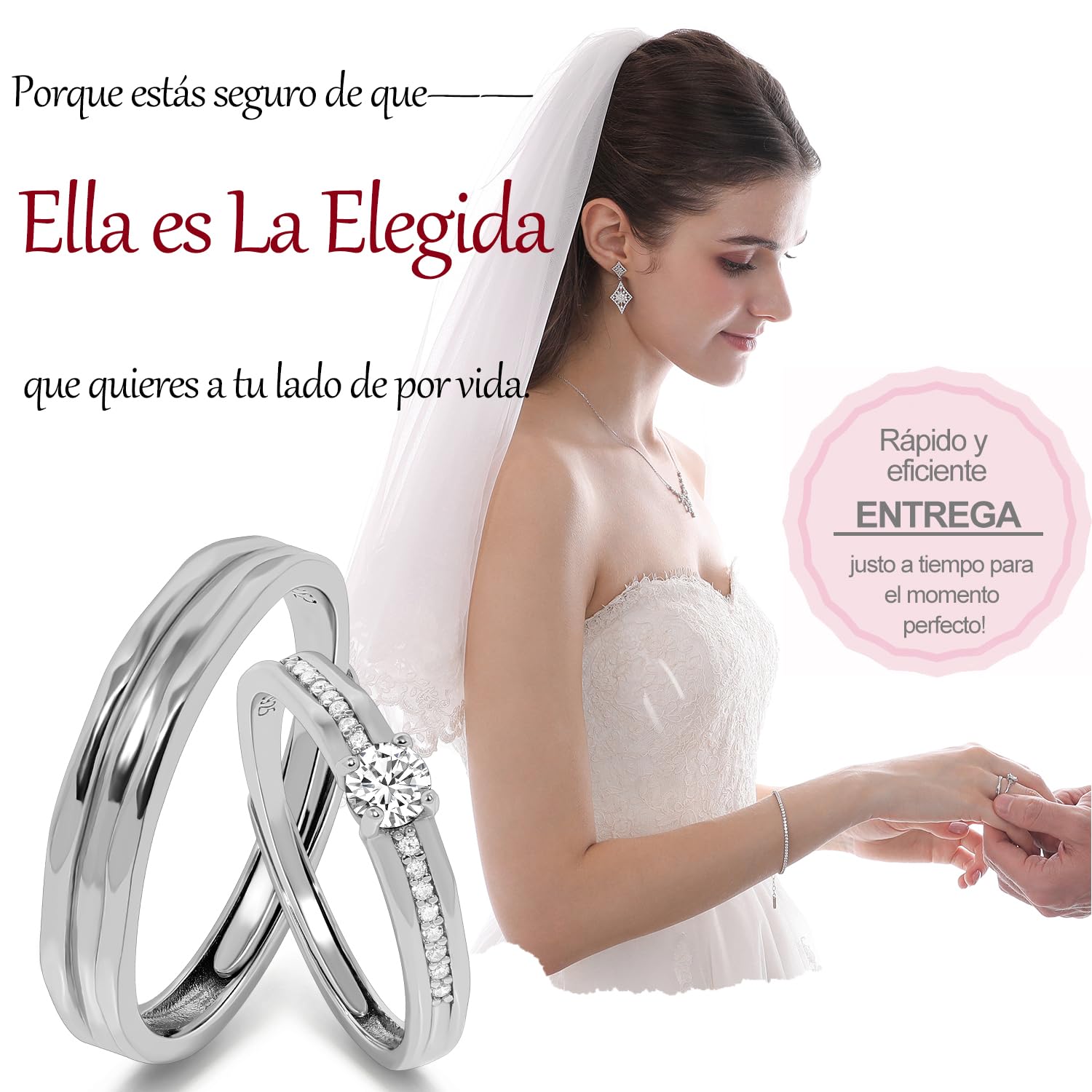 Meissa 925 Anillo Plata Boda Ancha para Hombres Anillo de Diamantes para Mujeres Emparejan Anillos de Promesa Tamaño Ajustable Anillo de Pareja Set Regalo Aniversario