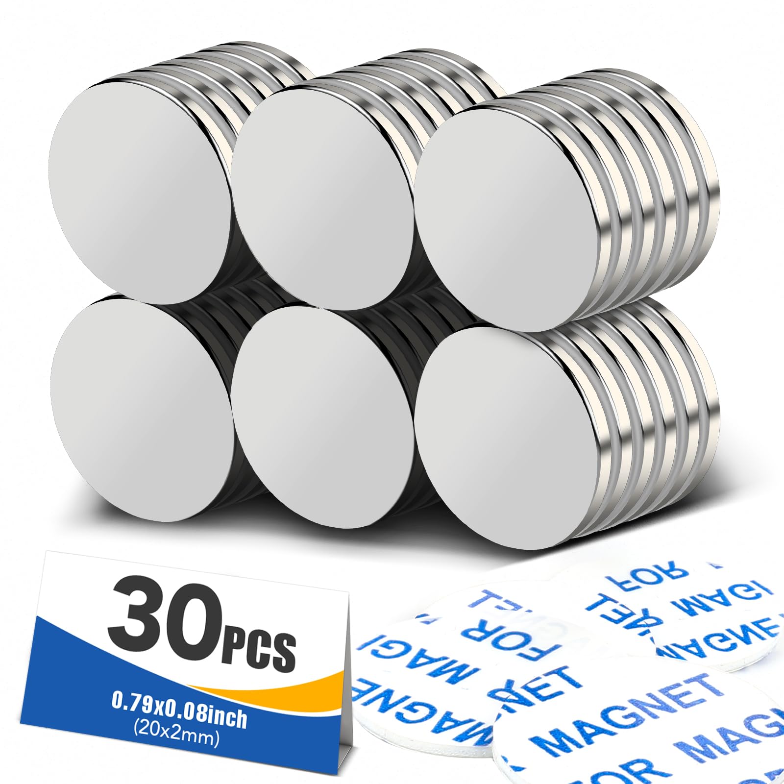 MIKEDE 20 Pack Strong Neodymium Disc Magnets with Adhesive Backing Silver — Amazon image 17