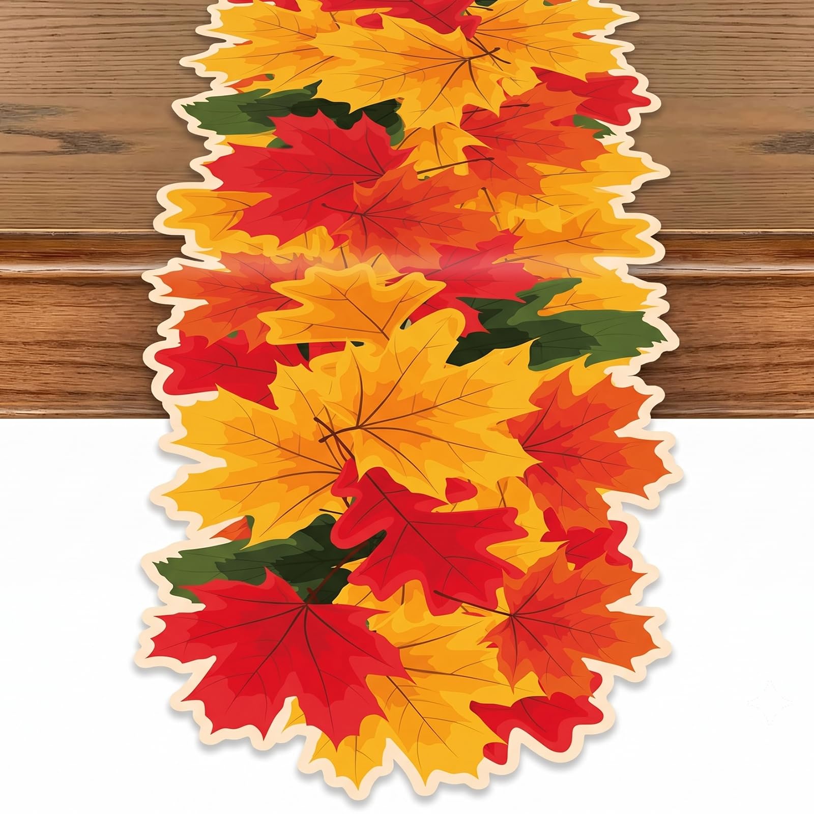 Autumn Table Runner, Irregular Maple Leaf Table Decorations, 130x40cm