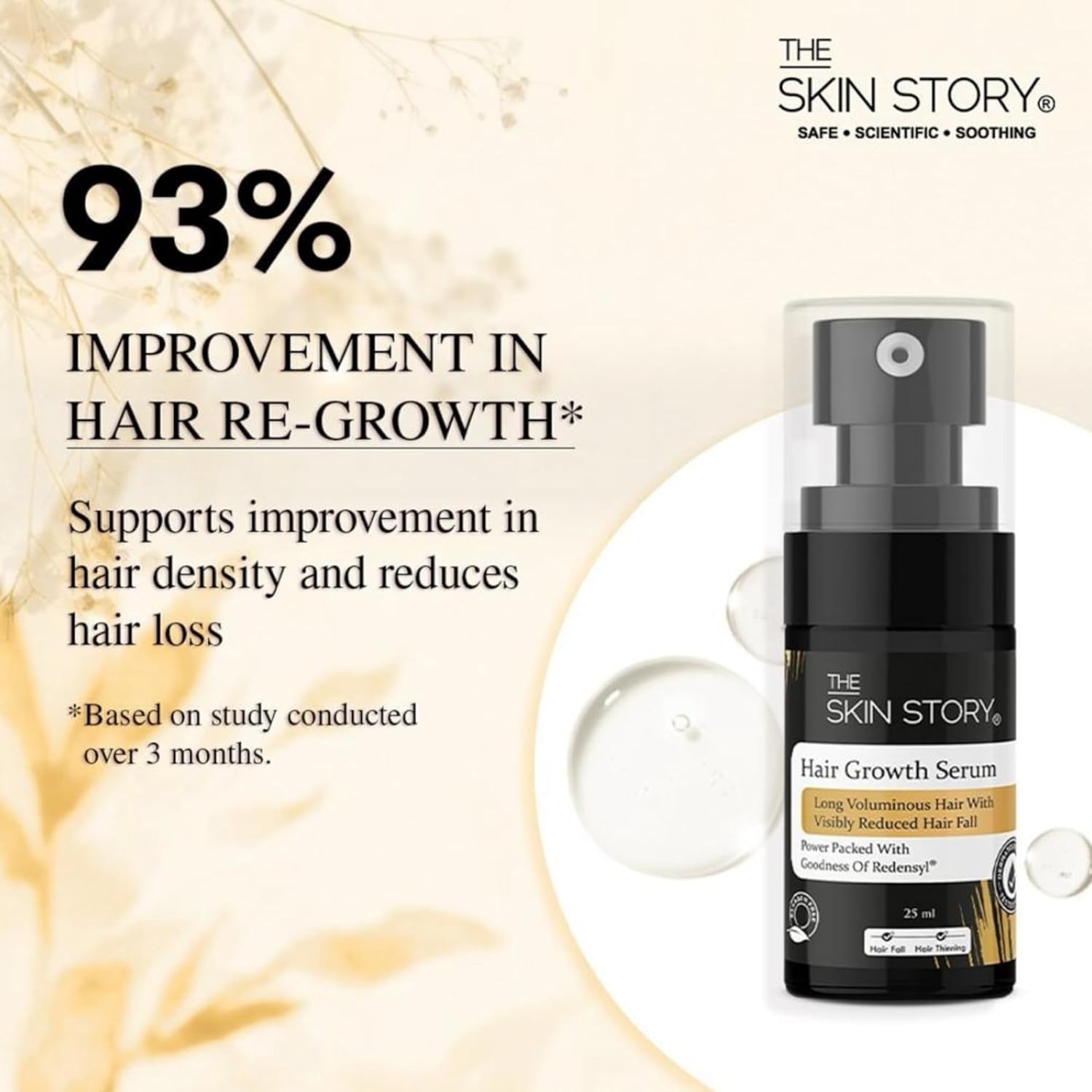 The Skin Story Hair Growth Serum for Men | Enriched with 3% Redensyl and 4% Anagain | Thicker, Stronger, and Shinier Hair | Hair Fall Control & Stimulating Hair Follicles | Repairs Damaged Hair | All Hair Types | 25 ml The Skin Story Hair Growth Serum for Men | Enriched with 3% Redensyl and 4% Anagain | Thicker, Stronger, and Shinier Hair | Hair Fall Control & Stimulating Hair Follicles | Repairs Damaged Hair | All Hair Types | 25 ml