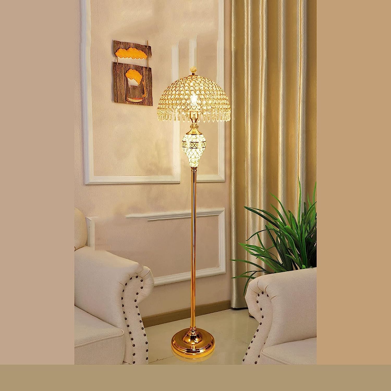Lampa Podłogowa Nowoczesna Lampa Stojąca Z Przełącznikiem Nożnym, Podłogowa Ze Szkła Kryształowego Do Salonu Sypialnia Wysoki Słup Light Indoor Do Sypialni