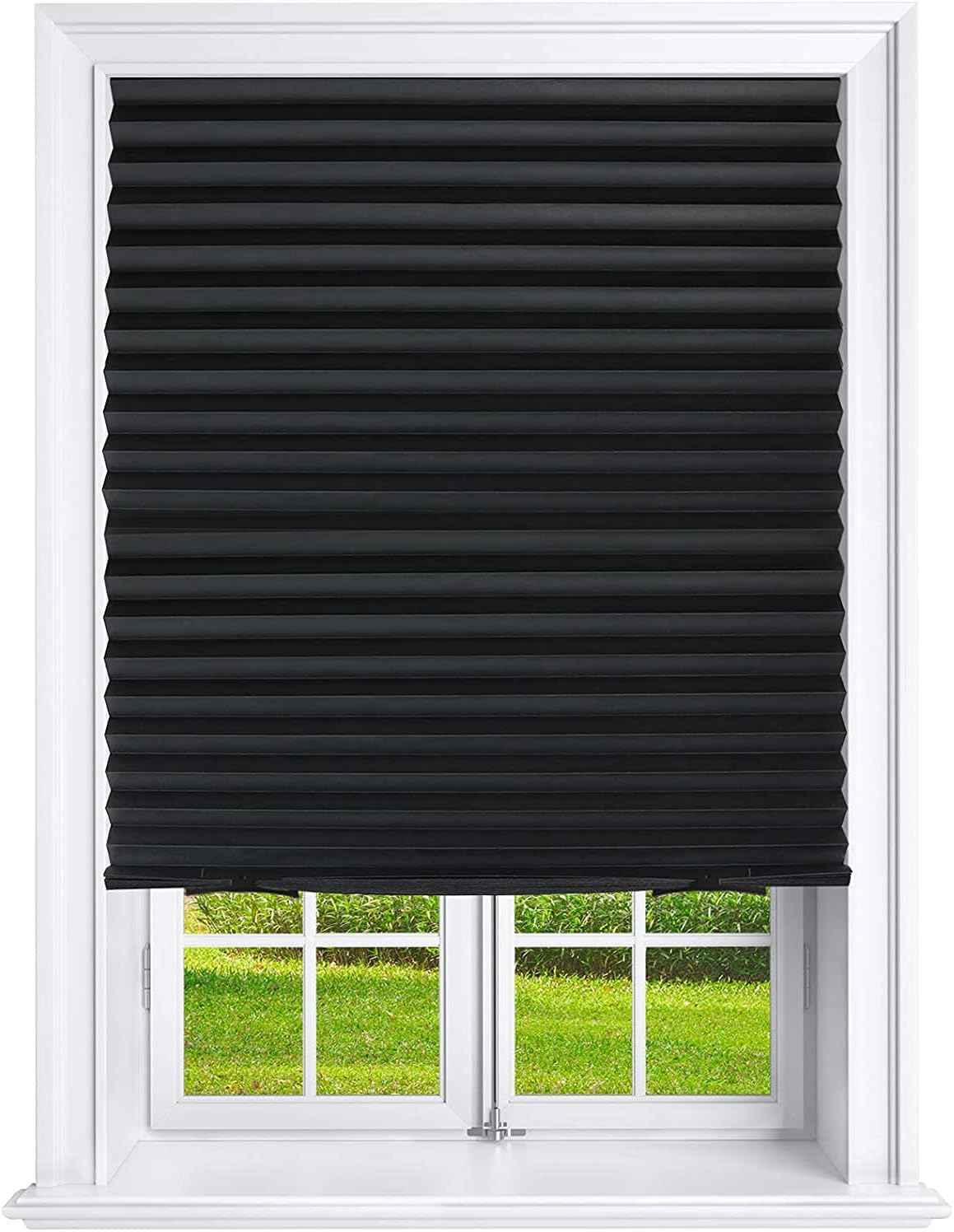 Pleated Paper Shades Room Darkening Blinds Black 36" x 69" (Pack of 6 Temporary Shades)