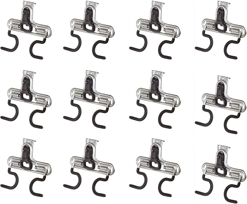 Rubbermaid Fasttrack Wall Double S Hook 2 Handle Garage Storage Organizer Rack for Hand Tools (12 Pack)