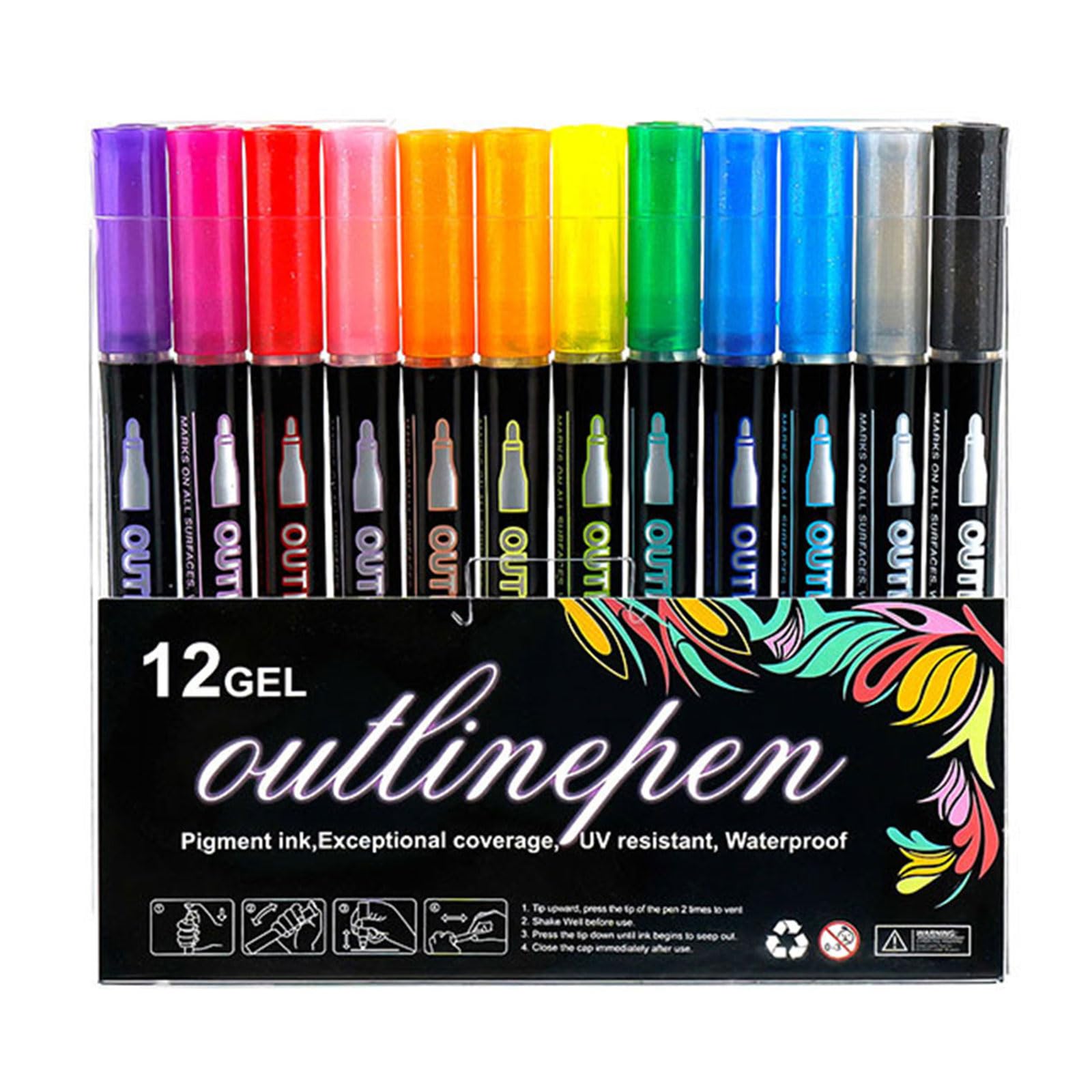 3 pennarelli metallizzati a doppia linea glitterata a prova di sbiadimento per artigianato, scrapbooking, progetti su tutte le superfici, pennarelli glitterati per bambini e vacanze