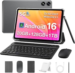 Android 16 Tablet,10 Inch Tablet with Keyboard, Octa-Core CPU