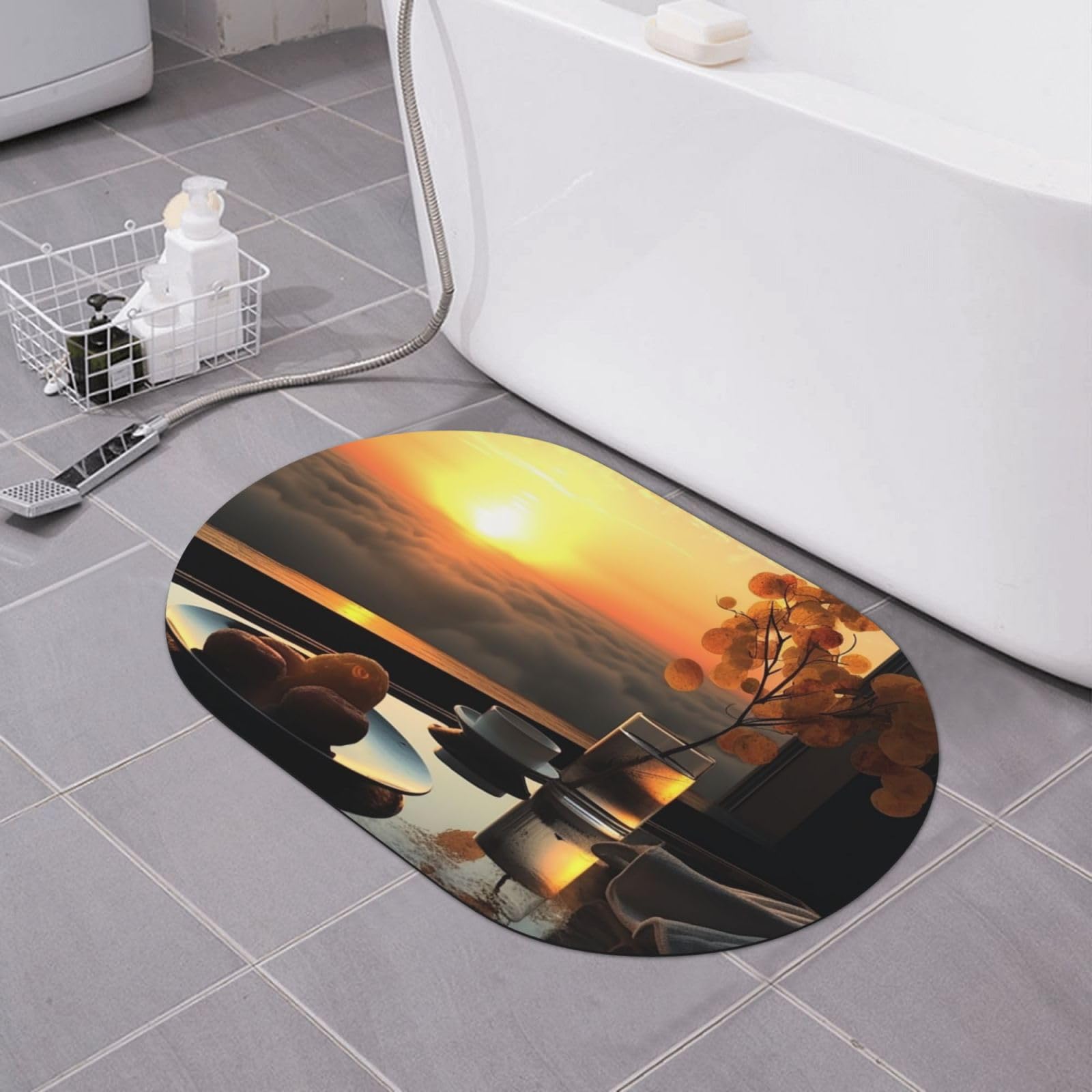 Tapis de bain en pierre ultra absorbant 40x60cm pour douche et baignoire