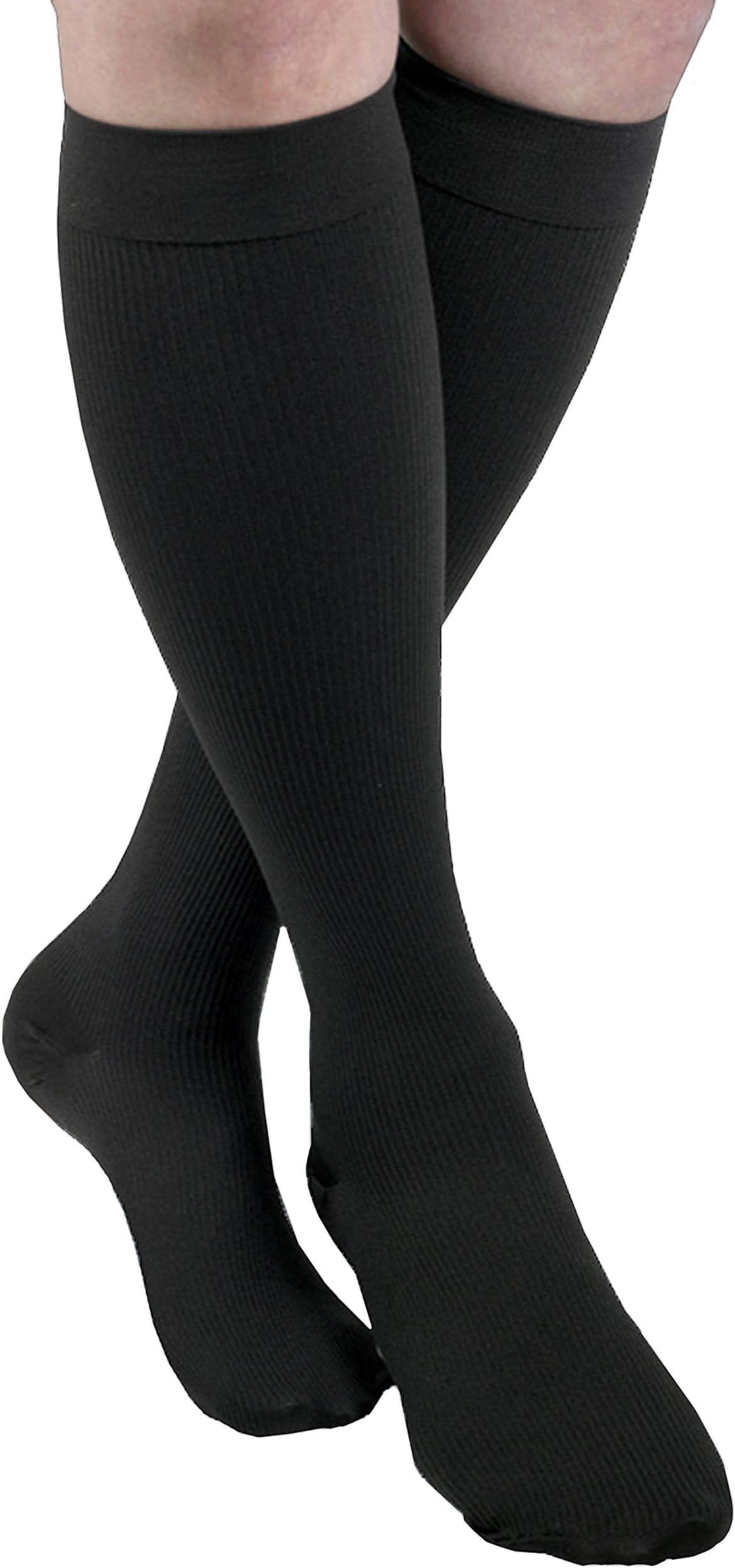MAXARMen's Trouser Support Compressions Socks, 20-22 mmHg, Knee High (Black, XL)