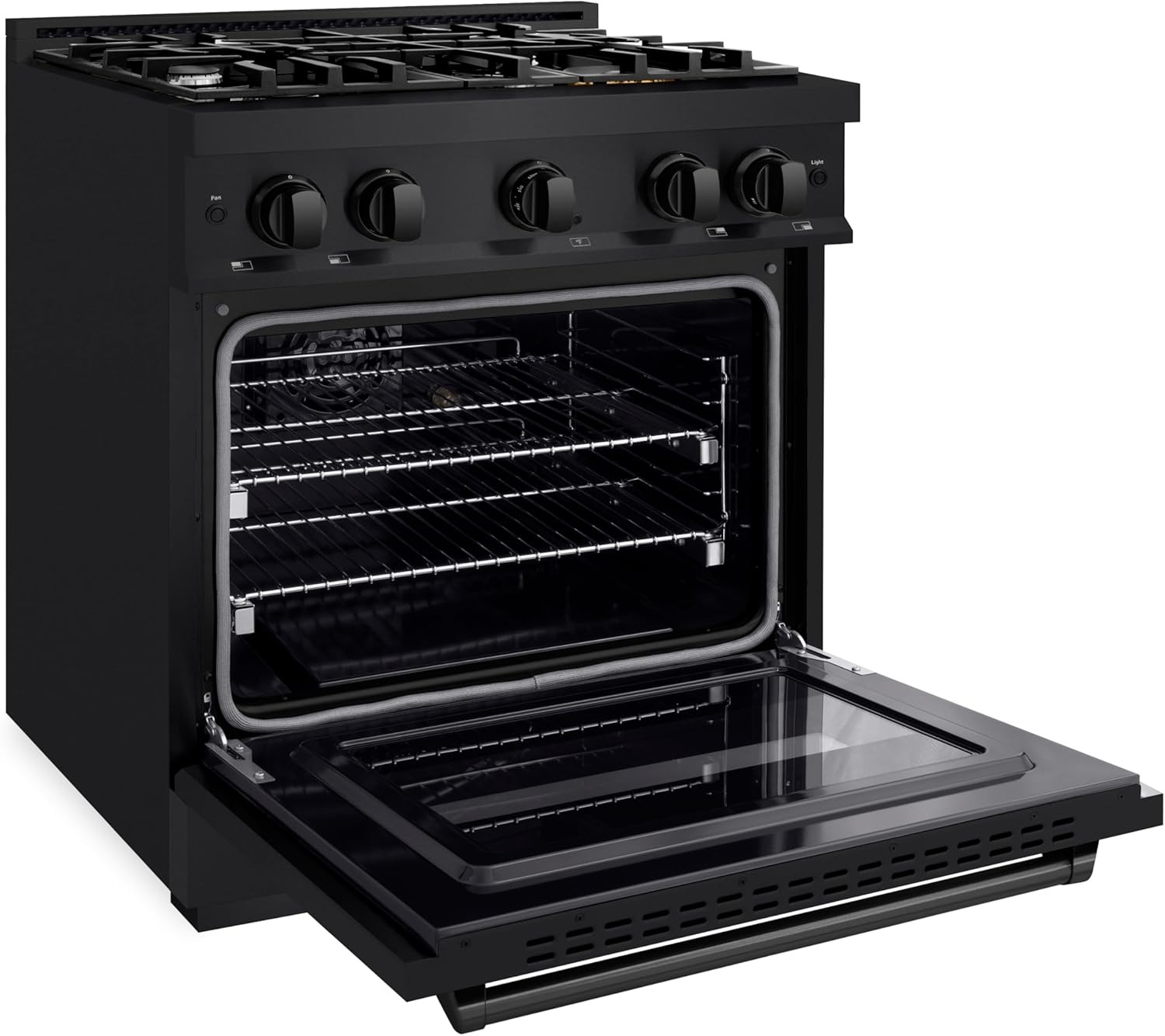 ZLINE 30 in. 4.2 cu. ft. Classic Dual Fuel Range with 4 Burner Gas Cooktop and Electric Convection Oven in Black Stainless Steel (CDRB-30)