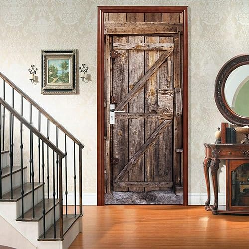 Adhesivos 3D para puerta, murales para despegar y pegar, puerta de madera, papel tapiz autoadhesivo, extraíble, PVC, impermeable, póster para