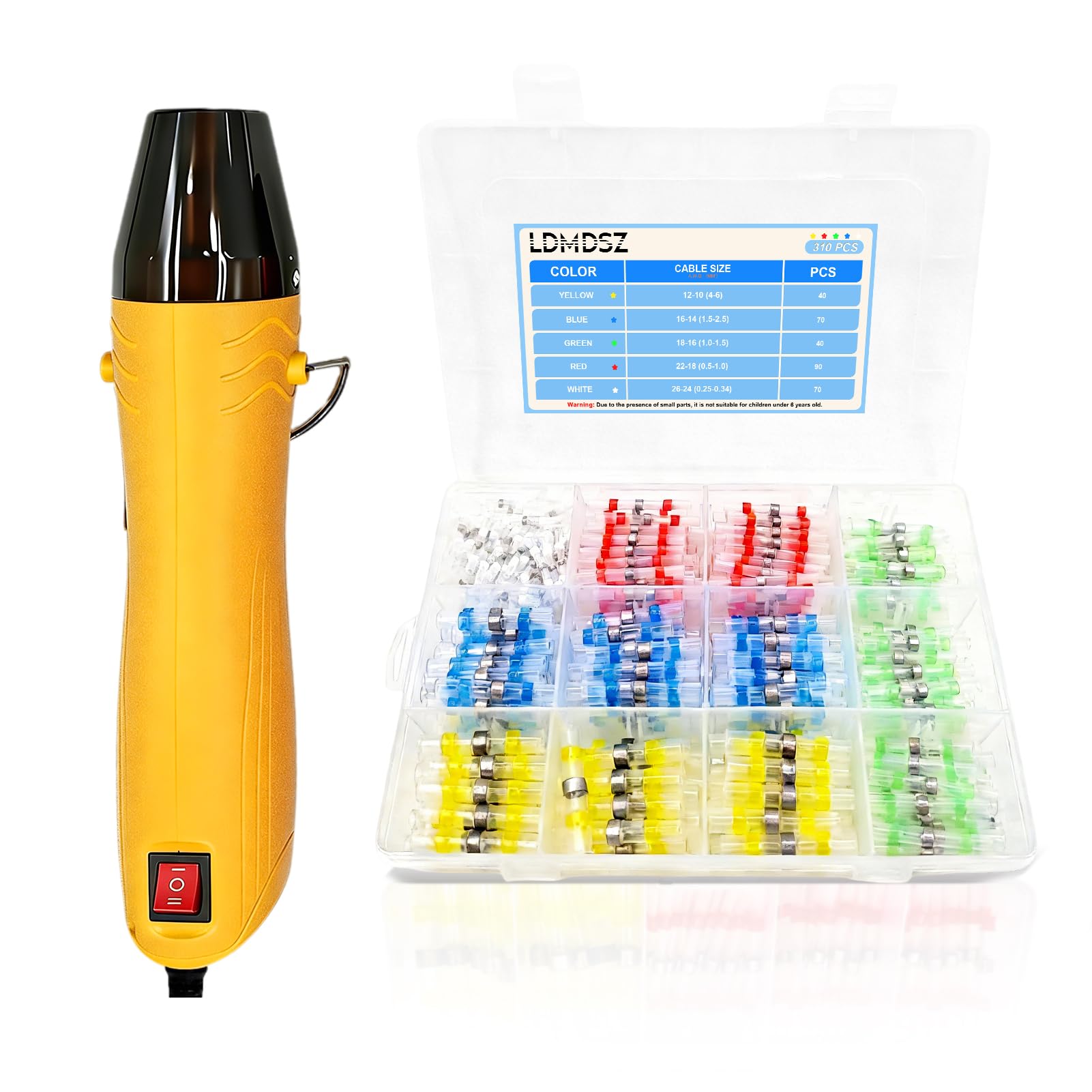 Kit de 310 conectores de soldadura con pistola de calor de doble temperatura 8