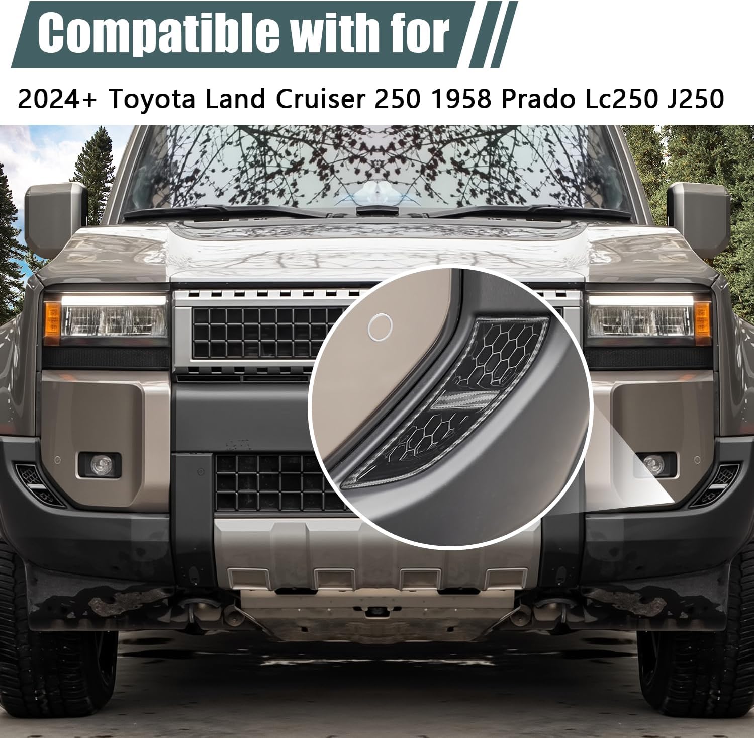 Front Left and Right Side Air Intake Grill Grille Decoration Covers Compatible With For 2024 2025 2026 Toyota Land Cruiser 250 1958 Prado Lc250 J250 Air Inlet Protective Exterior Accessories