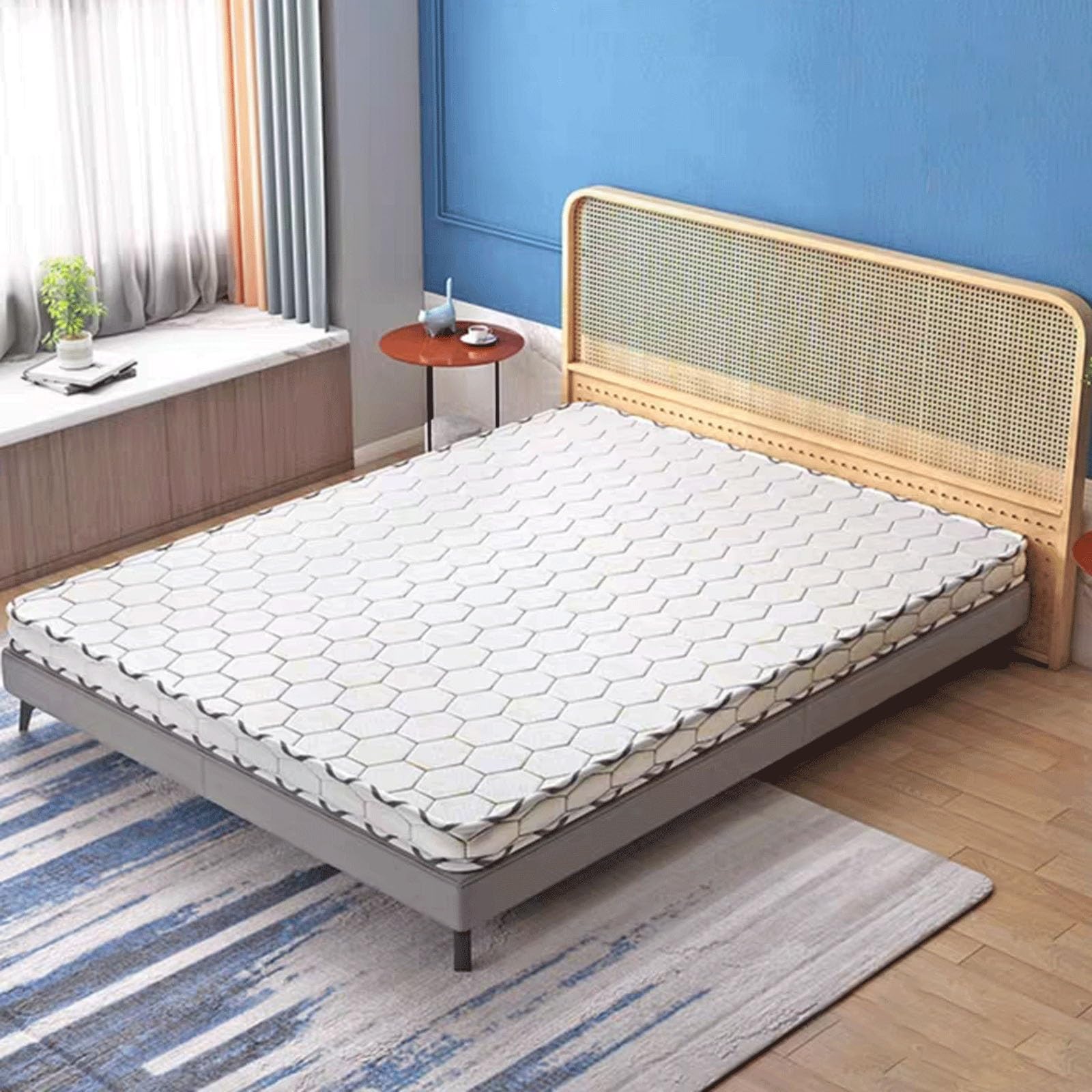 Firm Coir Mattresut Palma kokosowa dwustronna strefowa podpórka odciążenie idealne dla twardych plenerów biała 150 x 200 x 5 cm przyjazna dla środowiska t