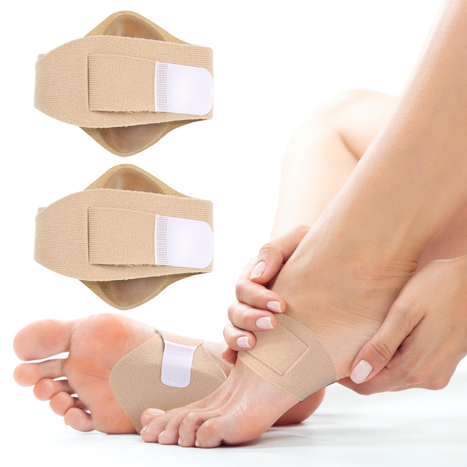 Compression Arch Support, Flat Feet Support Compression Sleeves for Flat Feet, Adjustable Plantar Fasciitis Relief Copper Arch Support Sleeve for Foot Pain Relief, Fallen Arches, One Size, 1 Pairs