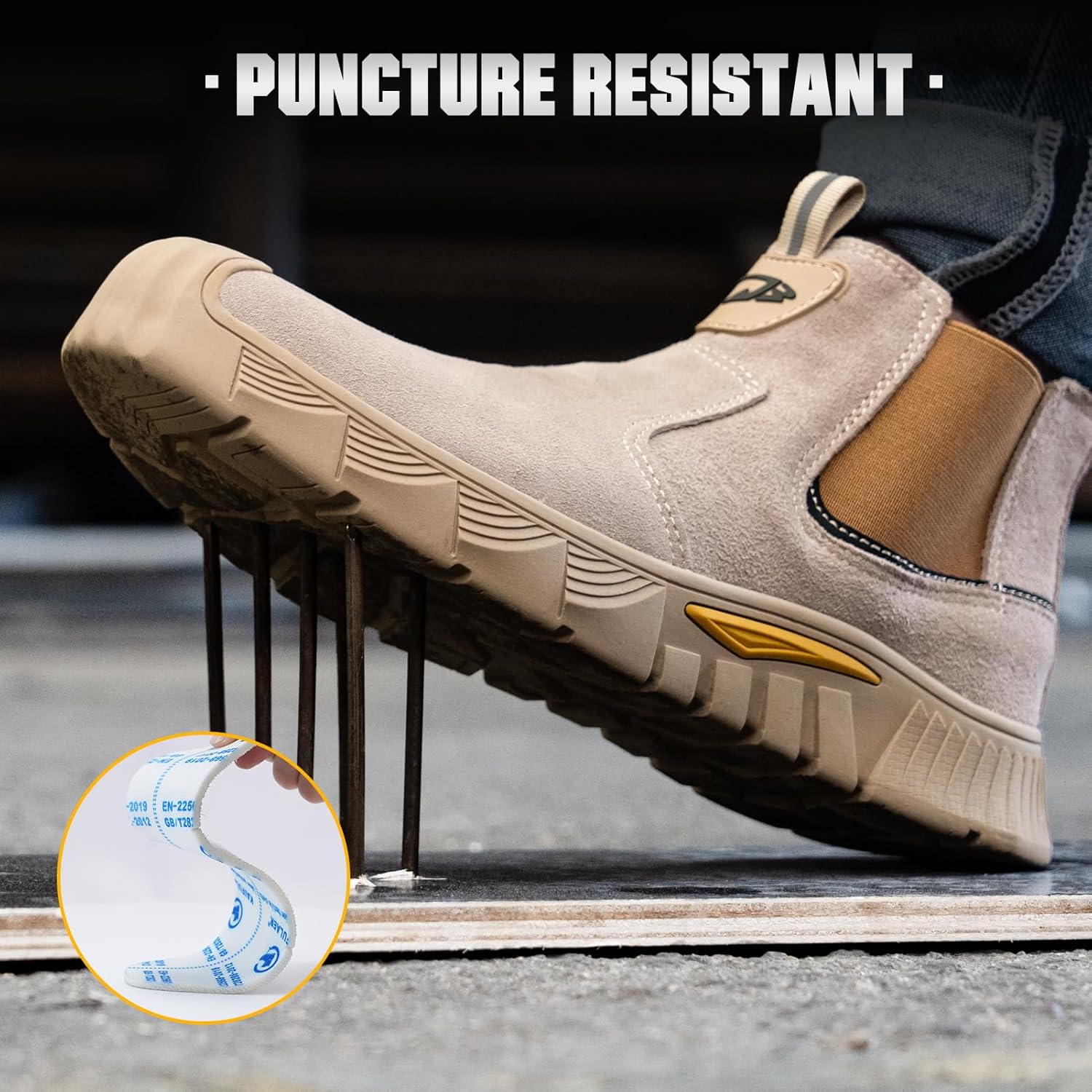 Hogent Welding Work Boots for Men Slip on Steel Toe Shoes for Men Soft Comfortable Safety Boots Mens Work Boots Indestructible Puncture Proof Construction Boots for Men Safety Toe Footwear for Welder
