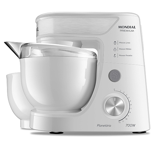 Batedeira Planetária, Mondial, Branco/Inox, 700W, 110V - BP-01P-W