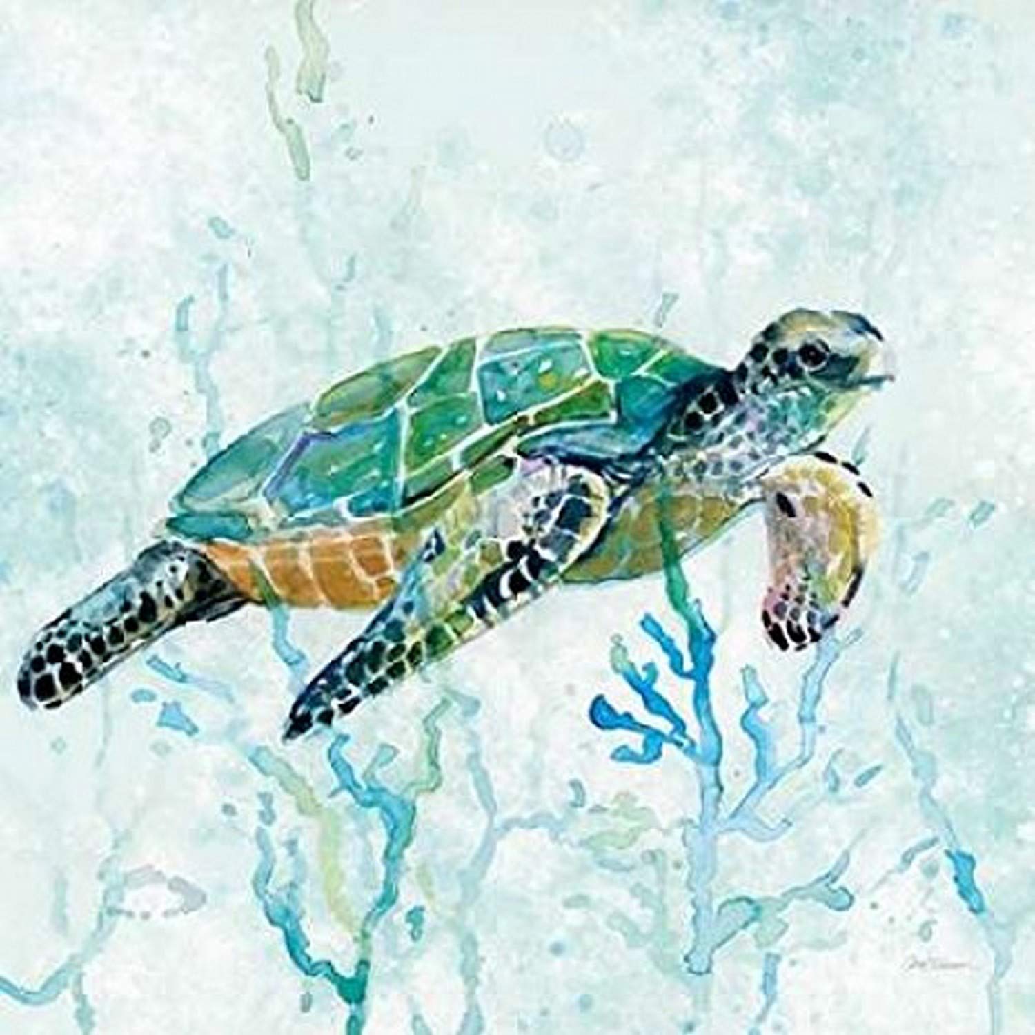 Sea Turtle Swim I Poster Print by Carol Robinson (12 x 12)