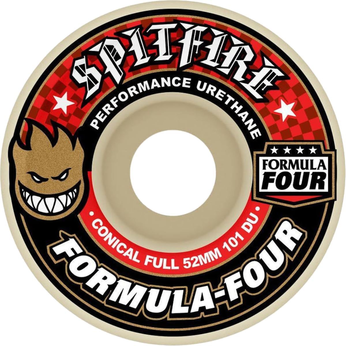 Formula Four Conical Full White/Red Skateboard Wheels - 58mm 101a (Set of 4)