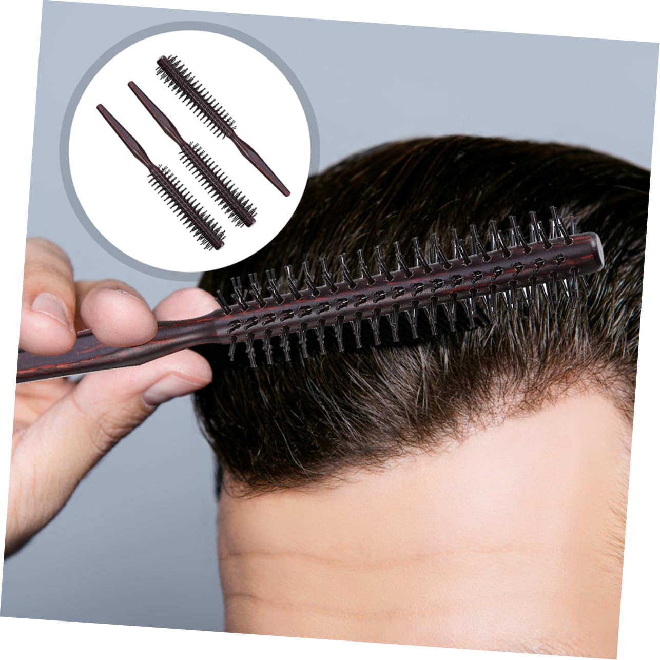 6 Piezas Peine Rizador De Madera De Peral Peine Redondo De Madera Peine Rodante Cepillos Para El Cabello Cerdas Naturales De Jabalí Peine De Madera Secado Rápido Cepillo De Cerdas