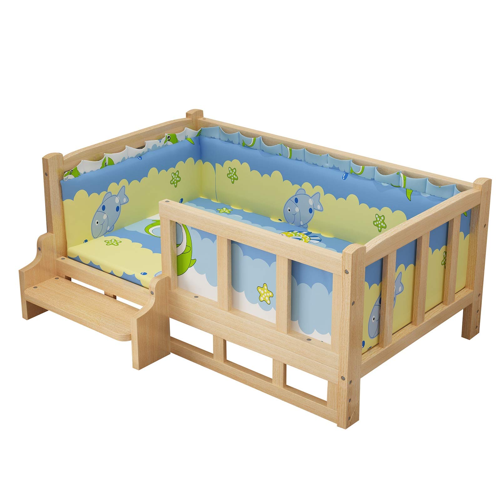 ZXXL Medium/Large Pet Sofa Bed, Elevated Wooden Dog Bed with Washable Mattress, Indoor/Outdoor All Season Use, Easy to Assemble (Color : Style3, Size : M-60×45×41.5cm)