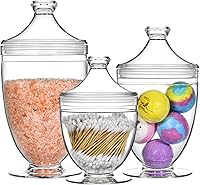 Vista 1 de Acrylic Apothecary Jars with Lids, 3-Piece Vanity Organizer Canisters, Storage Container Jars for Bathroom, Laundry Room, Kitchen, Candy Buffet