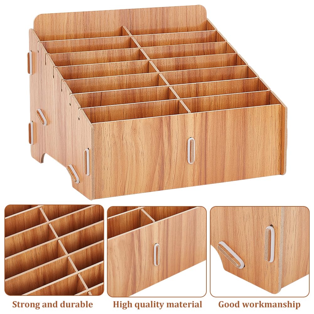 BENECREAT 14 Compartment Wooden Mobile Phone Organiser, Detachable Mobile Phone Organiser - Image 4