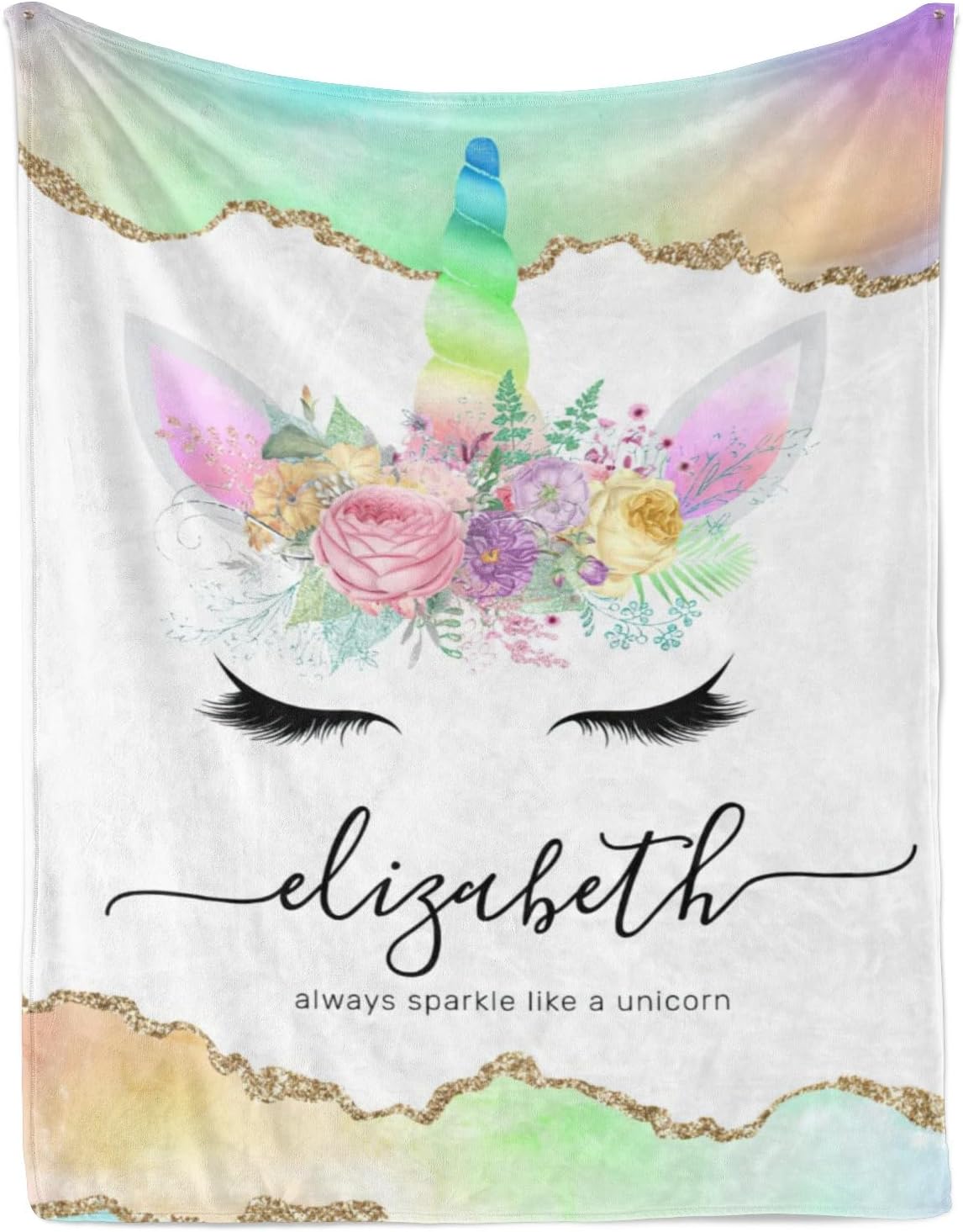 Personalized Unicorn Baby Blanket for Girls Customized Baby Blanket with Name Personalized Baby Girl Gifts Baby Girl Blanket for Shower Receiving - 50x60in