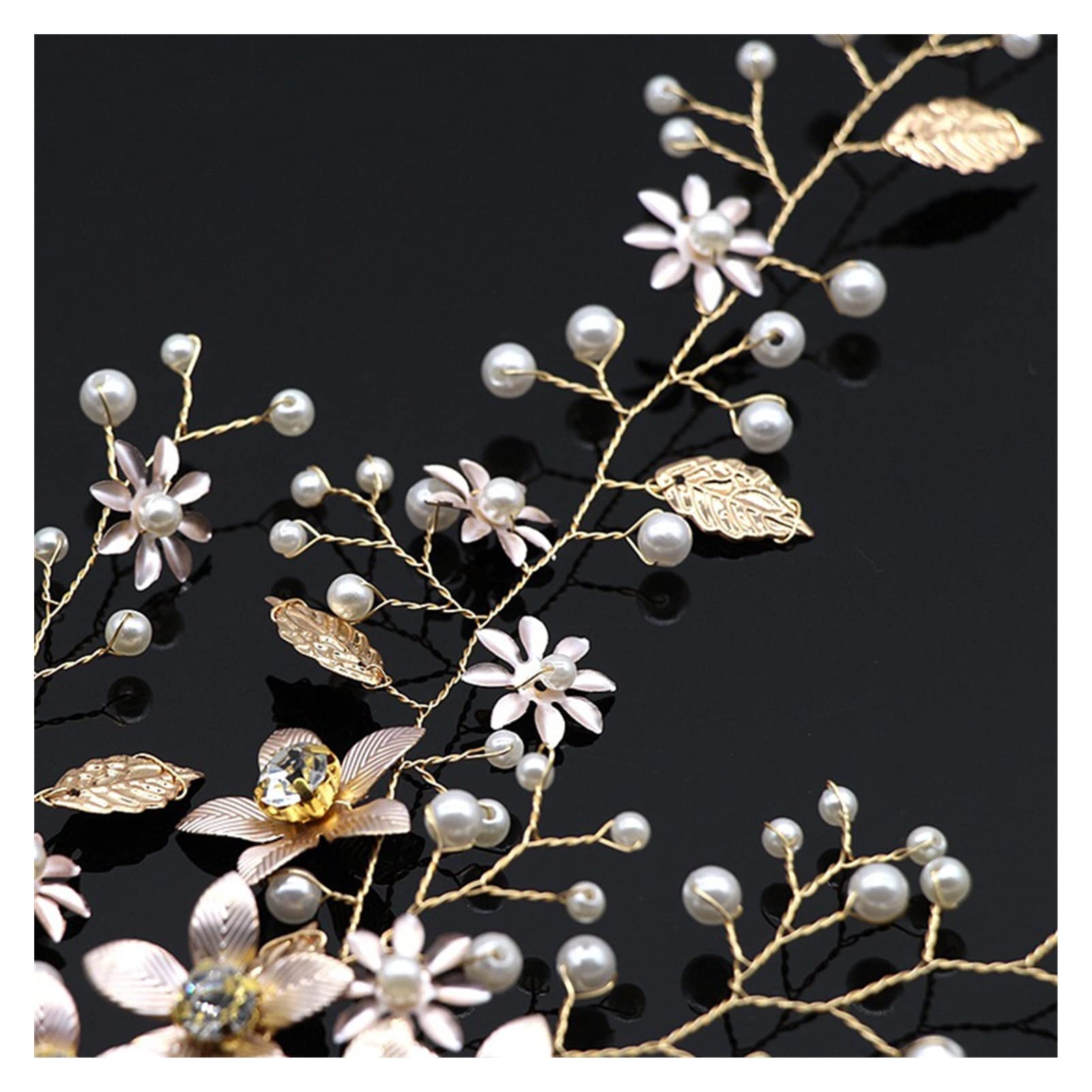 Diseño de Accesorios for el Cabello de Boda de Cristal Hecho a Mano Tiara Headselipista de Cabello Perla for el Cabello de la Altura (Metal Color : DHXT35GKY)
