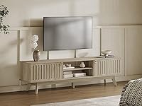 Vista 5 de SICOTAS Soporte moderno de TV para TV de 65/75/80 pulgadas, soporte de TV de 70" de largo, centro de entretenimiento con 2 gabinetes