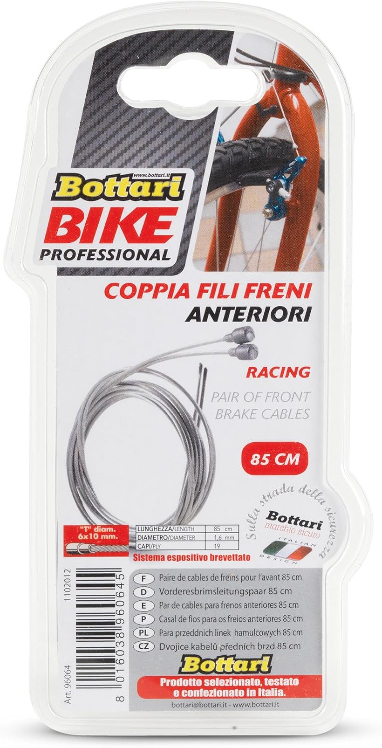 Bottari Bike Brake Accessories Front Brake Cables Racing (Pair) - Silver, 85 cm