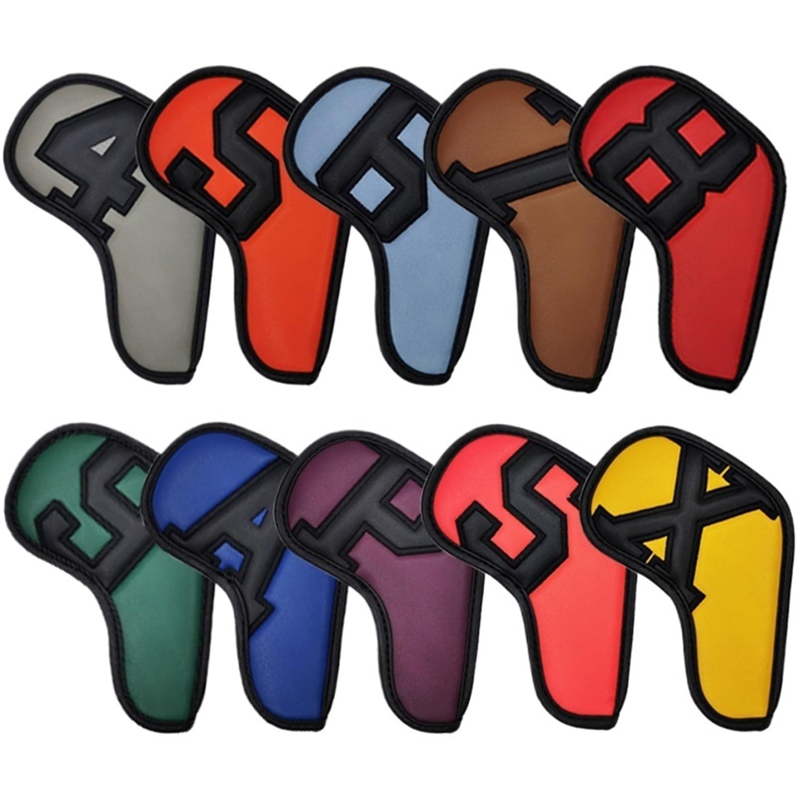 Fundas para Cabeza De Club De Golf 10 Piezas de Cubiertas for Cabezas Hierro for Golf, for, cuñas Cuero PU