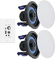 Vista 1 de Herdio 4 Inch Bluetooth Ceiling Speakers 160W Flush Mount in Wall Amplifier Receiver Suitable for Indoor Home & Covered Outdoor Porch (Pairs)