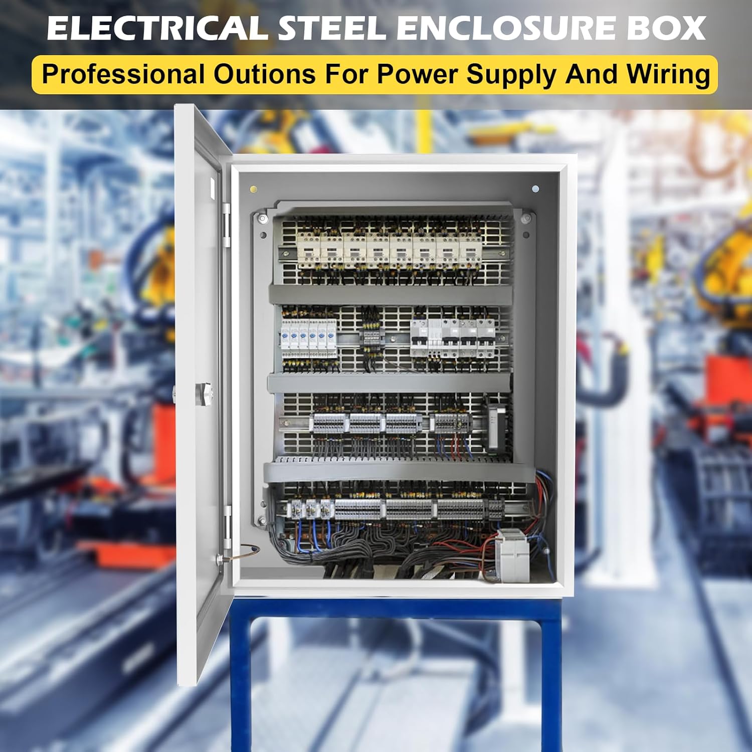 Electrical Junction Box, 20"x16"x8'' NEMA Steel Enclosure IP66 Waterproof & Dustproof Outdoor/Indoor Electrical Project Box with Mounting Plate