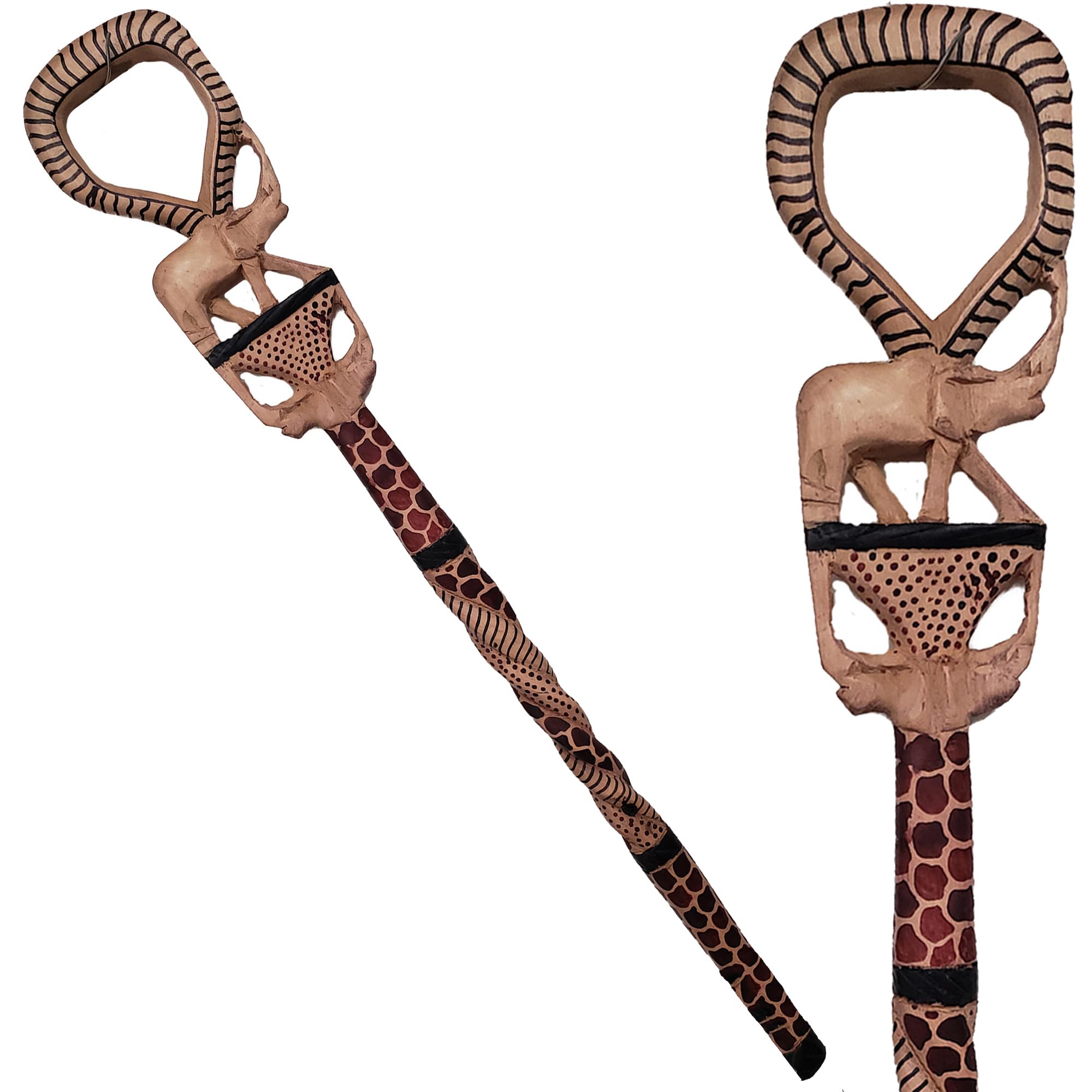 African Wood Decorative Walking Stick Hand Made in Kenya