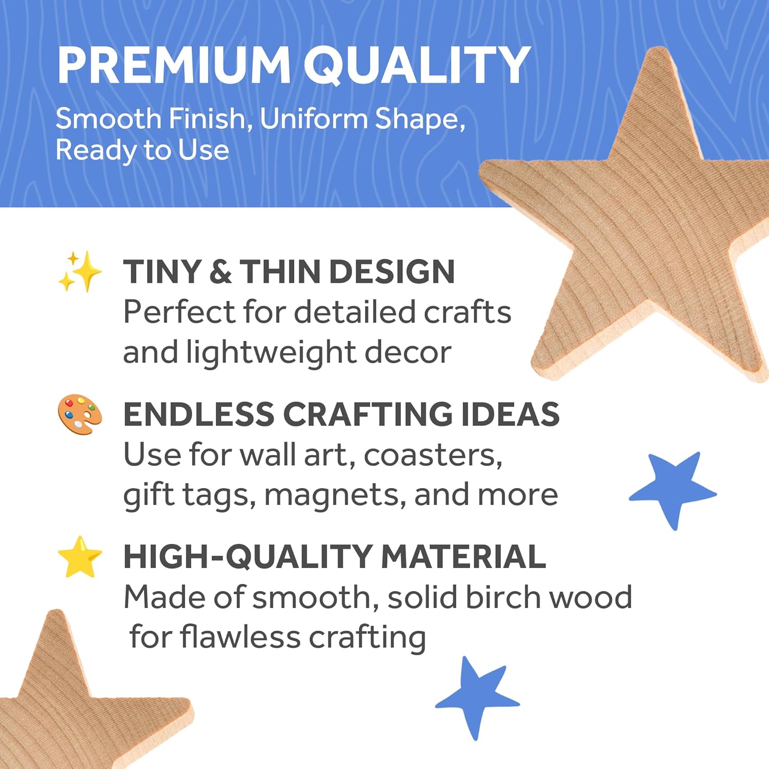 Wooden Stars 4 Inch, Bag of 250 Unfinished Blank Wooden Stars by Woodpeckers…