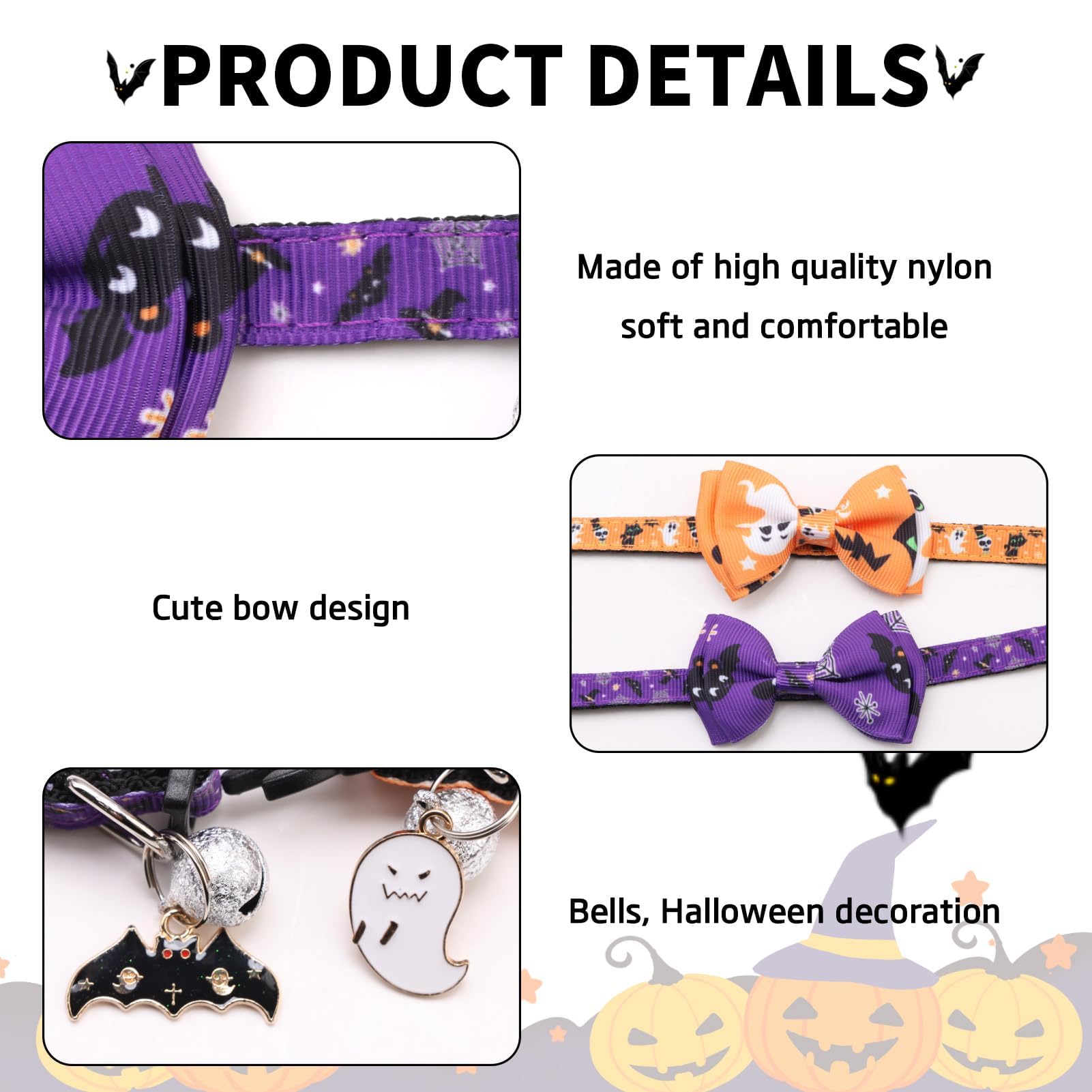 2PCS Halloween Cat Collar with Bell and Bow Tie - Image 4