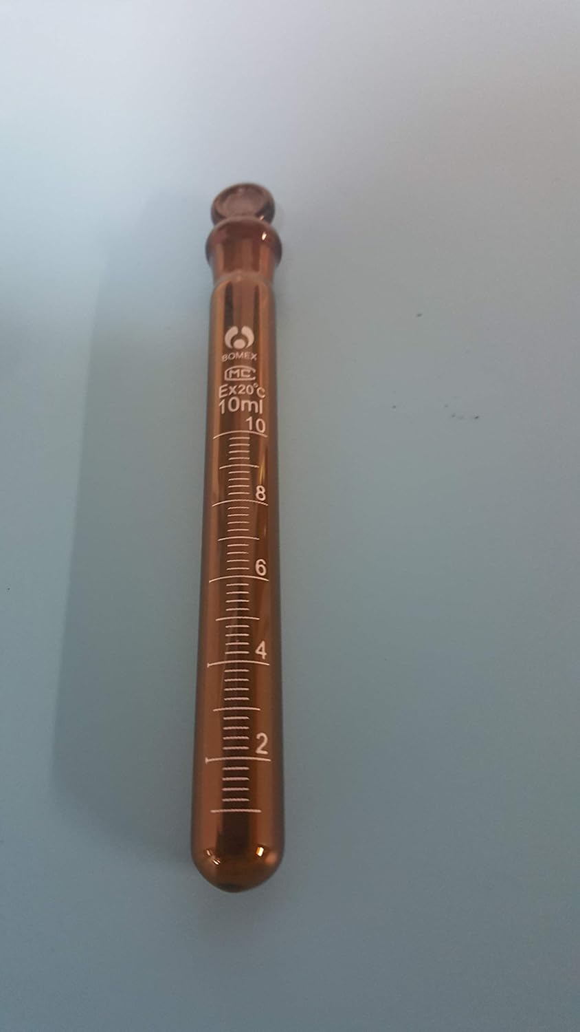 Beyondsupply-lab Amber Test Tube with Glass Stopper Cap Scale Line 10 ml （A Set of 5）New