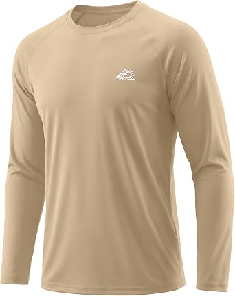 Mens UPF 50+ Swim Shirts, Long Sleeve Sun UV Protection Water Rash Guard, Lightweight Cool Dry Fishing T-Shirt