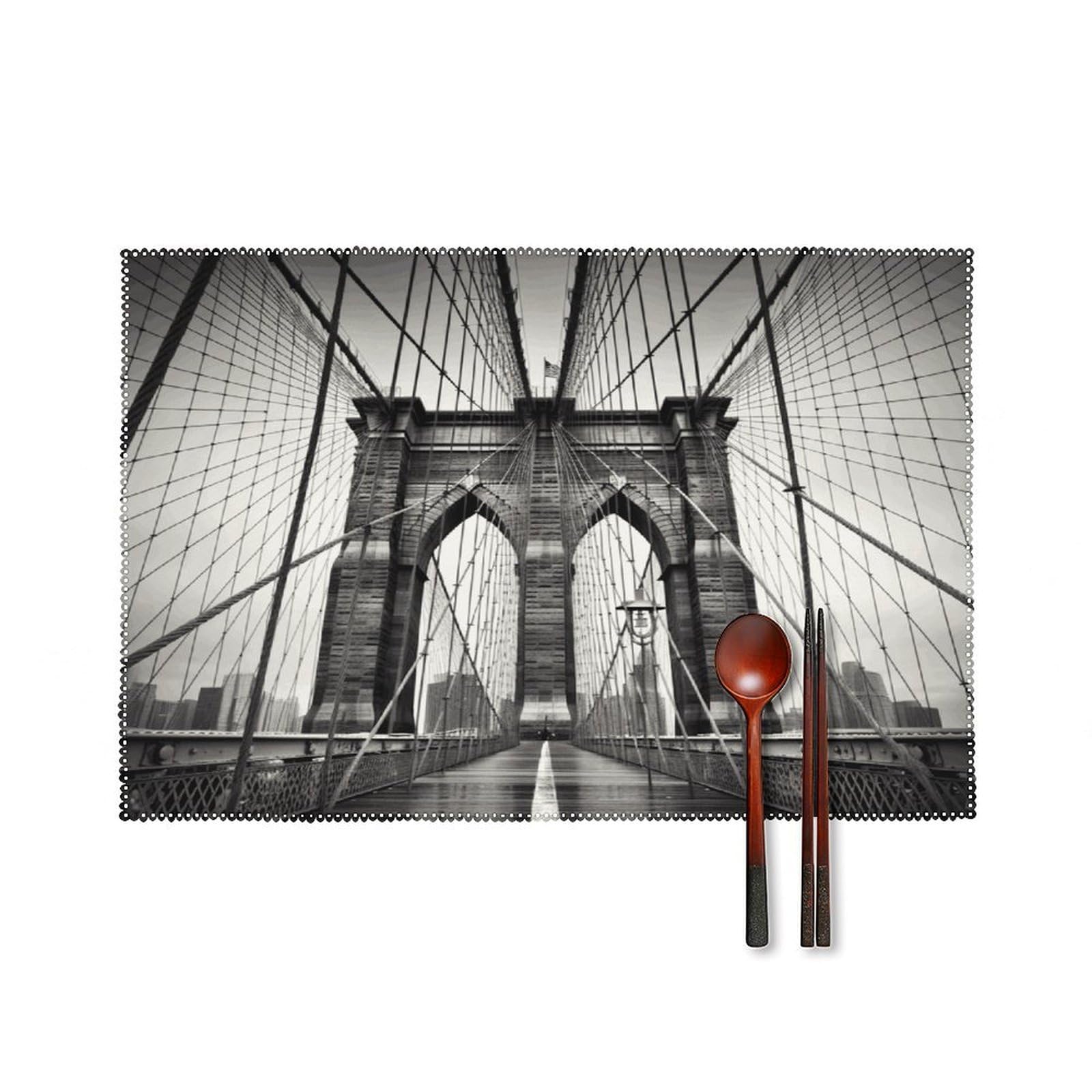 Fekiloot Style Brooklyn Bridge Placemats Set Of 6,Table Mat